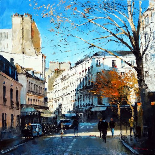 Paris aux Abesses sous le soleil de décembre 80x80