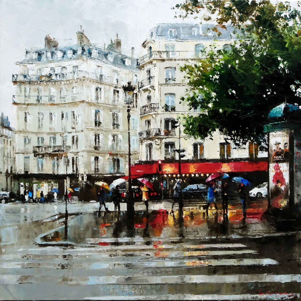 Boulevard de Paris sous la pluie 80x80