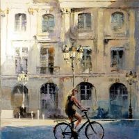 Paris, place Vendôme à vélo  61×46 cms