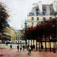 Paris, Janvier aux Tuileries 80×80 cms