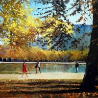 Annecy, son lac, ses automnes 92×65 cms