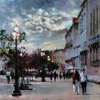 Les soirs où le jour s’attarde 92×65 cms